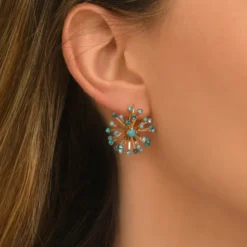 Sale Noémie sleeper earrings - turquoise Dormeuses
