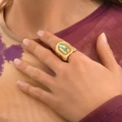 Outlet Noor adjustable medium ring - green Bagues Ajustables