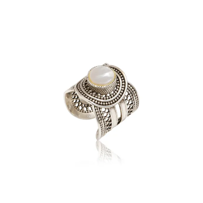 Online Noor adjustable medium ring - mother-of-pearl silver Bagues Ajustables