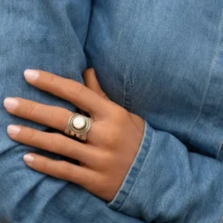 Online Noor adjustable medium ring - mother-of-pearl silver Bagues Ajustables