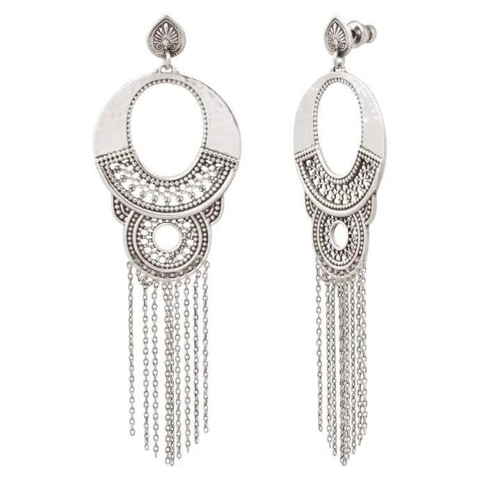Discount Noor dangling sleeper earrings - silver Dormeuses|Longues / Pendantes