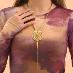 Sale Noor long necklace - yellow Sautoirs & Colliers Longs