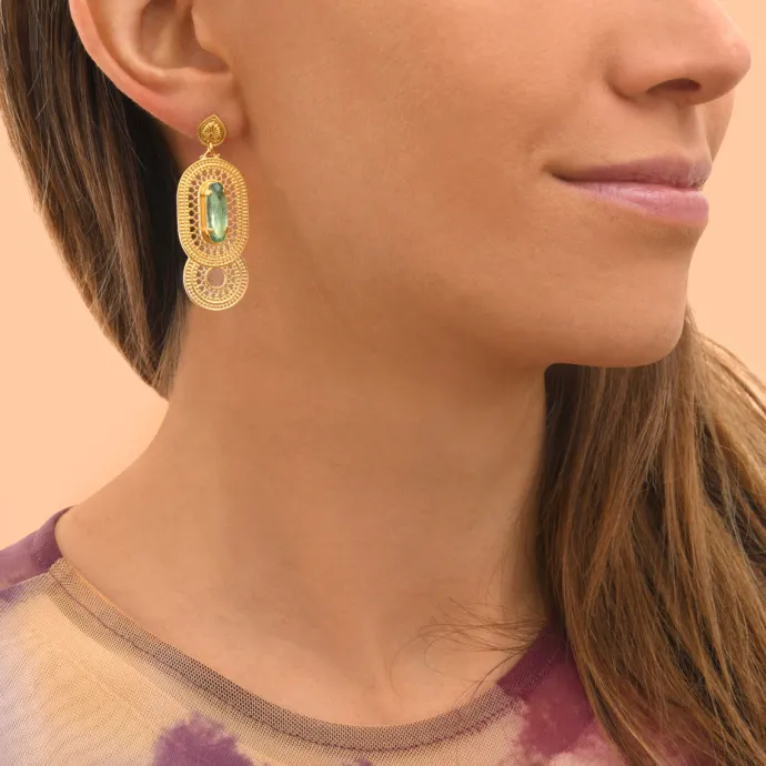 Noor pierced stud earrings - green Percées / Tiges