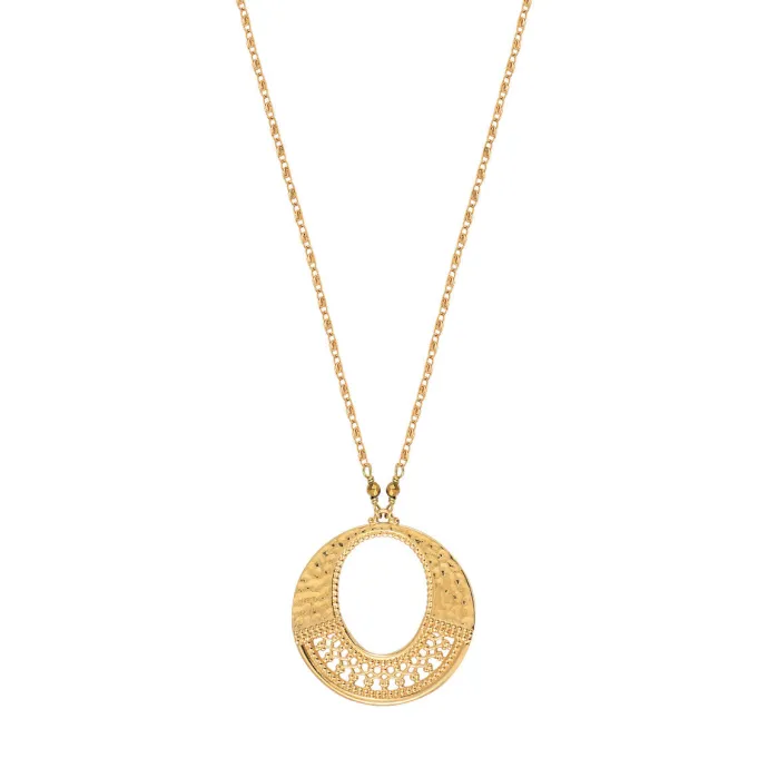 Discount Noor round pendant necklace - gold Sautoirs & Colliers Longs|Pendentifs Et Médailles