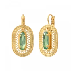 Noor sleeper earrings - green Dormeuses