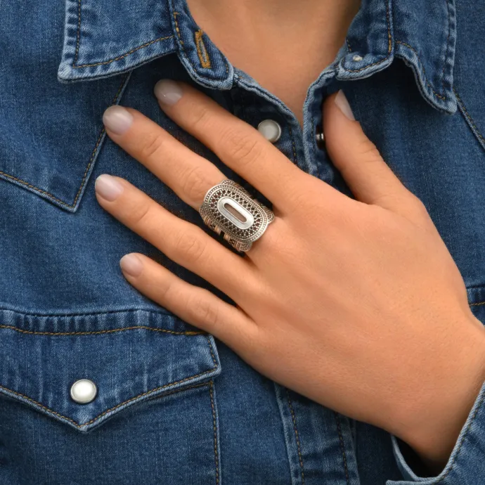 Sale Noor wide adjustable ring - silver Bagues Ajustables|Bagues Grandes Tailles