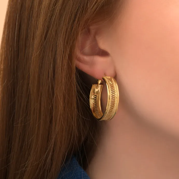 Online Noor wide hoop earrings - gold Créoles