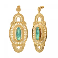 Online Noor wide stud earrings - green Percées / Tiges
