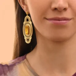 Clearance Noor wide stud earrings - yellow Percées / Tiges