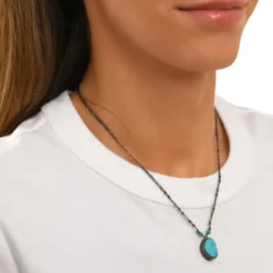 Clearance Noto adjustable delicate pendant necklace - turquoise Sautoirs & Colliers Longs|Pendentifs Et Médailles