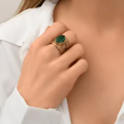 Noto adjustable ring - green Bagues Ajustables
