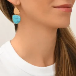 Outlet Noto dangle sleeper earrings - turquoise Dormeuses|Longues / Pendantes
