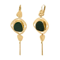 Best Noto dangling sleeper earrings - green Dormeuses|Longues / Pendantes