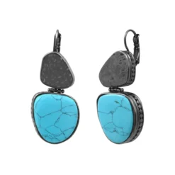 Online Noto dangling sleeper earrings - ruthenium turquoise Dormeuses|Longues / Pendantes
