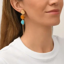 Best Noto long clip-on earrings - turquoise Clips