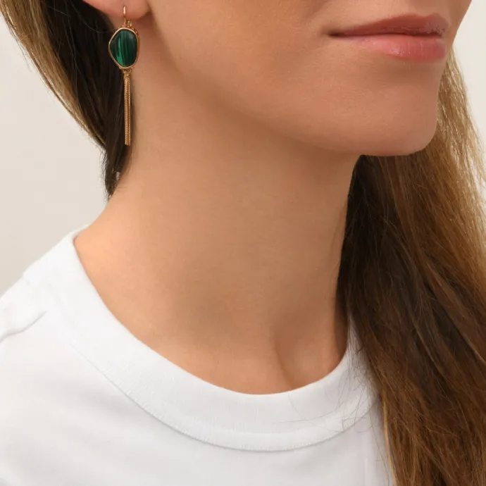 Sale Noto long sleeper earrings - green Dormeuses
