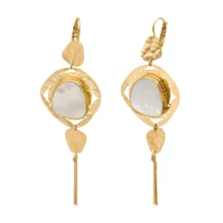 Online Noto sleeper earrings - mother-of-pearl and gold Dormeuses