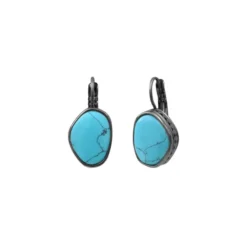 New Noto sleeper earrings - ruthenium turquoise Dormeuses