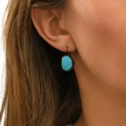 New Noto sleeper earrings - ruthenium turquoise Dormeuses