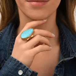 New Noto wide adjustable ring - turquoise Bagues Grandes Tailles