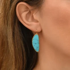 Online Noto wide sleeper earrings - turquoise Dormeuses