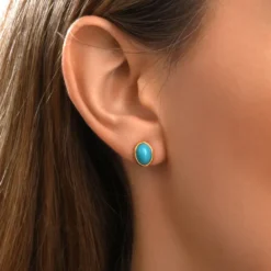 Discount Océane oval pierced stud earrings – turquoise Percées / Tiges