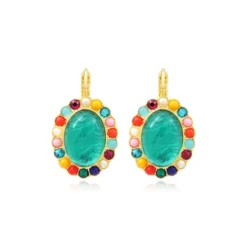 Clearance Océane oval sleeper earrings – turquoise Dormeuses