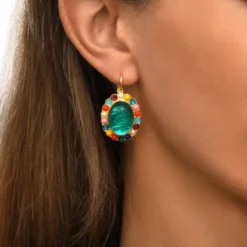 Clearance Océane oval sleeper earrings – turquoise Dormeuses