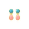 Océane pierced stud earrings – turquoise and pale pink Percées / Tiges