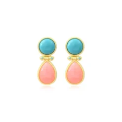 Océane pierced stud earrings – turquoise and pale pink Percées / Tiges