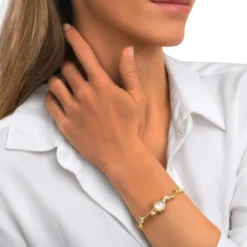 Sale Océane thin bangle bracelet – white Joncs