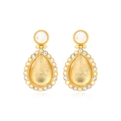 Discount Oceane drop and rhinestone stud earrings – white Percées / Tiges