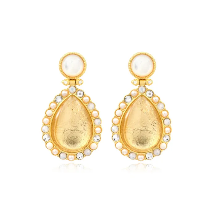 Discount Oceane drop and rhinestone stud earrings – white Percées / Tiges