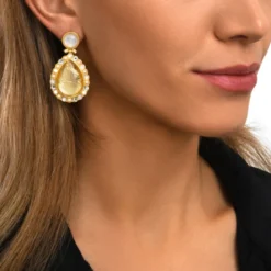 Discount Oceane drop and rhinestone stud earrings – white Percées / Tiges