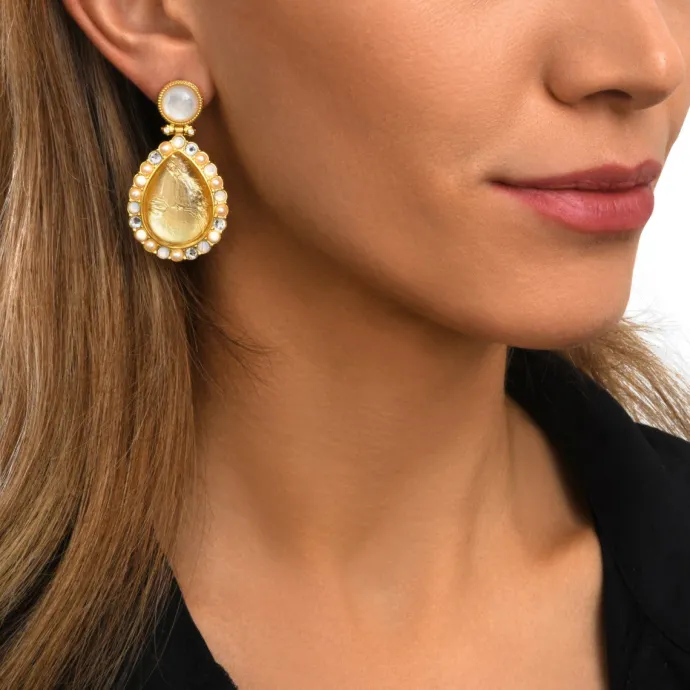Discount Oceane drop and rhinestone stud earrings – white Percées / Tiges