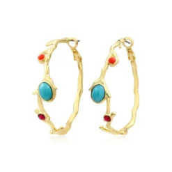 Best Oceane hoop earrings – turquoise and red Créoles