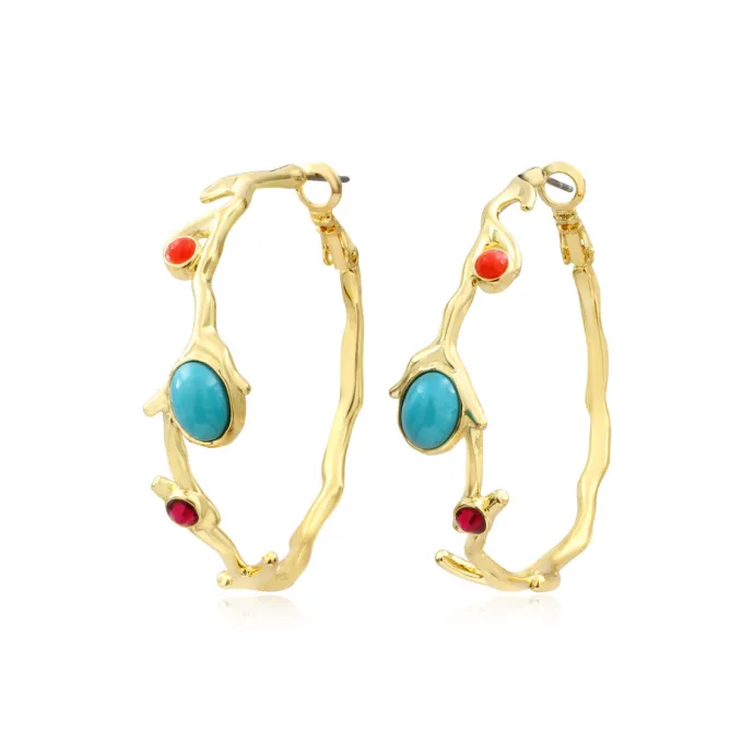 Best Oceane hoop earrings – turquoise and red Créoles