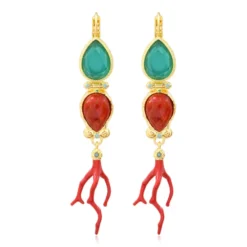 New Oceane sleeper earrings – turquoise and red Dormeuses