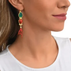 New Oceane sleeper earrings – turquoise and red Dormeuses
