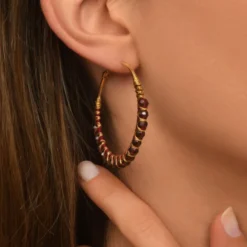 Online Panarea hoop earrings - garnet Créoles