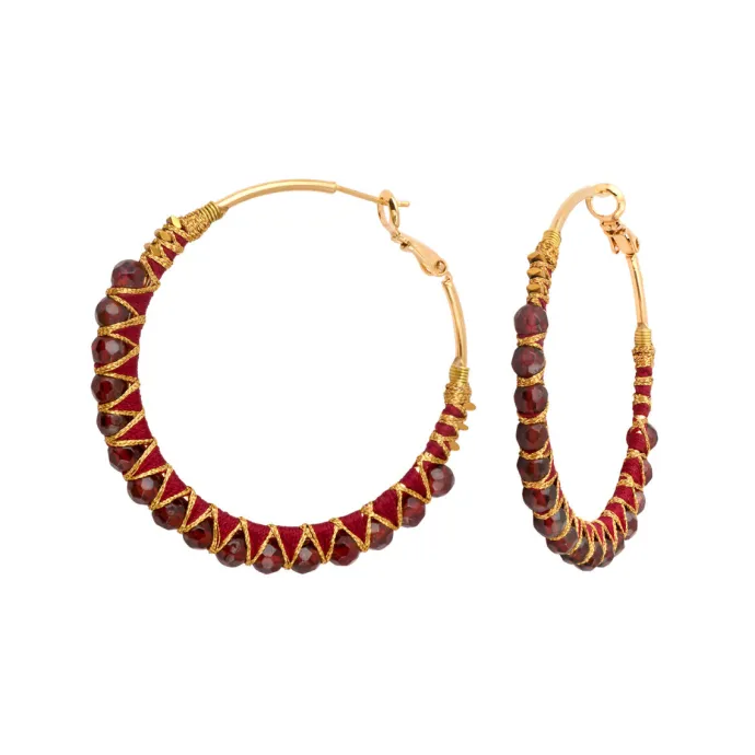 Online Panarea hoop earrings - garnet Créoles