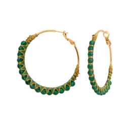 Clearance Panarea hoop earrings - green agate Créoles