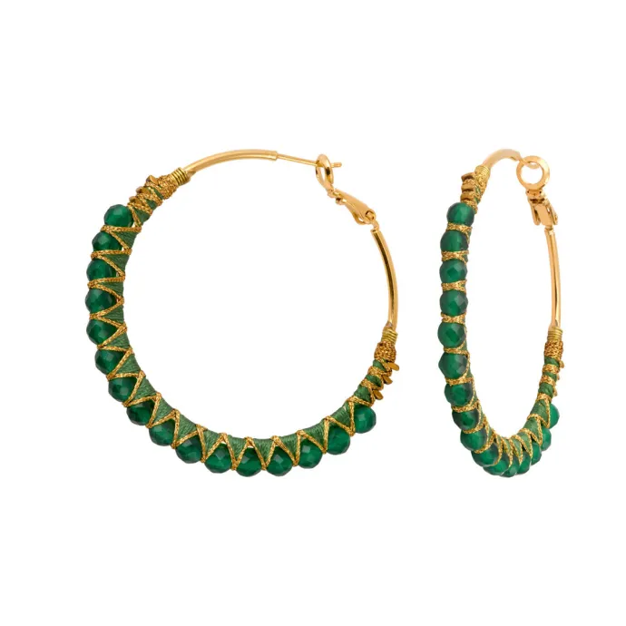 Clearance Panarea hoop earrings - green agate Créoles