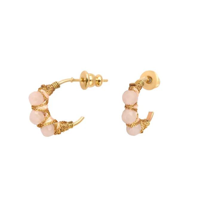 Online Panarea hoop earrings - rose quartz Créoles