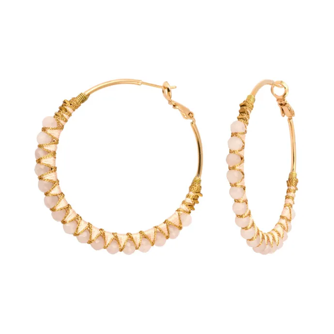 Panarea hoop earrings - rose quartz Créoles