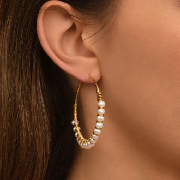 Clearance Panarea hoop earrings - white Créoles