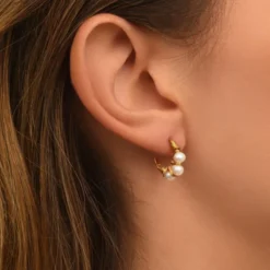 Hot Panarea hoop earrings - white pearl Créoles