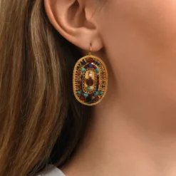 Hot Persian oval earrings - multicolored Dormeuses