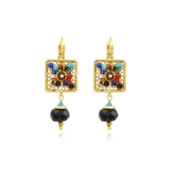 Hot Persian square earrings - multicolored Dormeuses