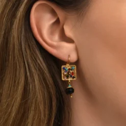 Hot Persian square earrings - multicolored Dormeuses